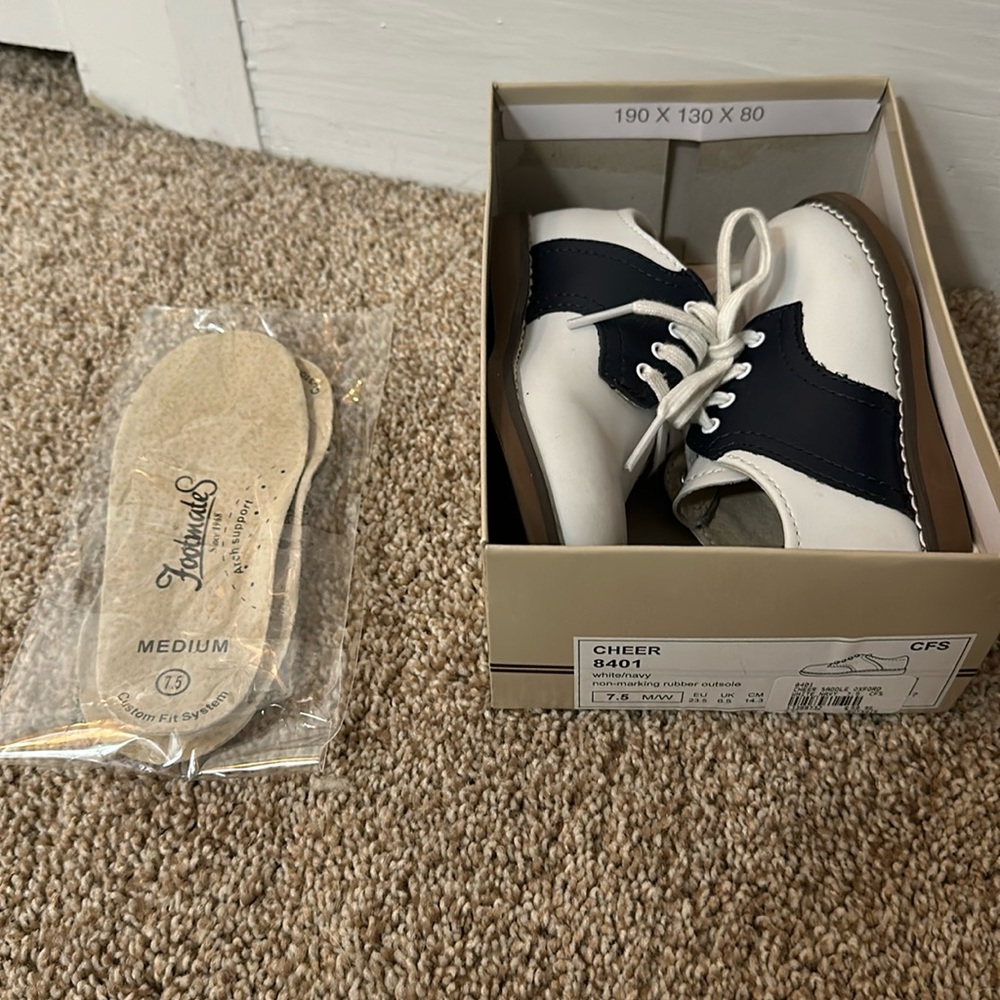 Footmates cheer saddle Oxford white navy 7.5